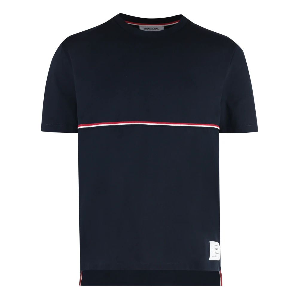 Thom Browne Katoenen T-shirt met Tricolor Detail Blue Heren