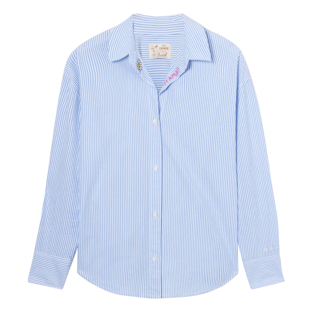Mc2 Saint Barth Blue Cristal Seersucker Shirt - Female - Shirts - Xs - Blouses & Shirts
