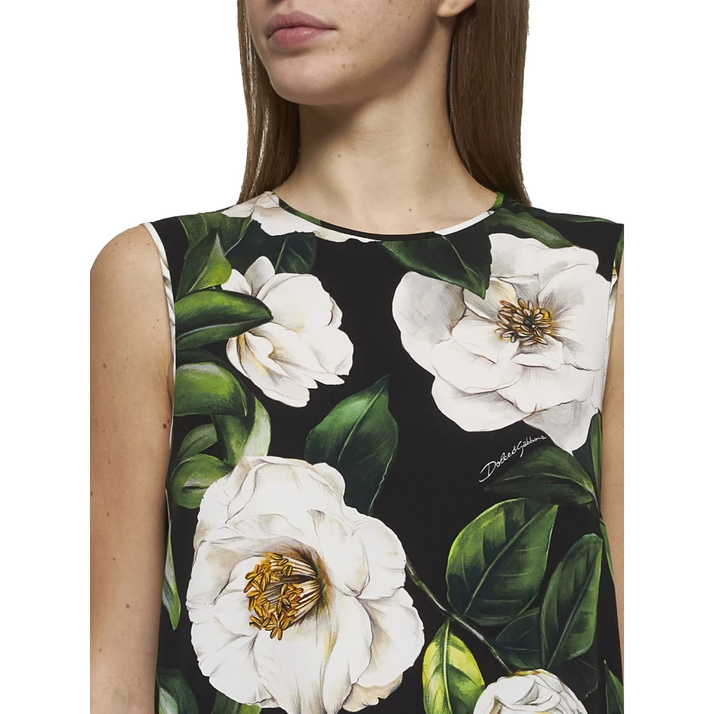 Dolce & Gabbana Gardenia Print Zijden Charmeuse Top Multicolor Dames