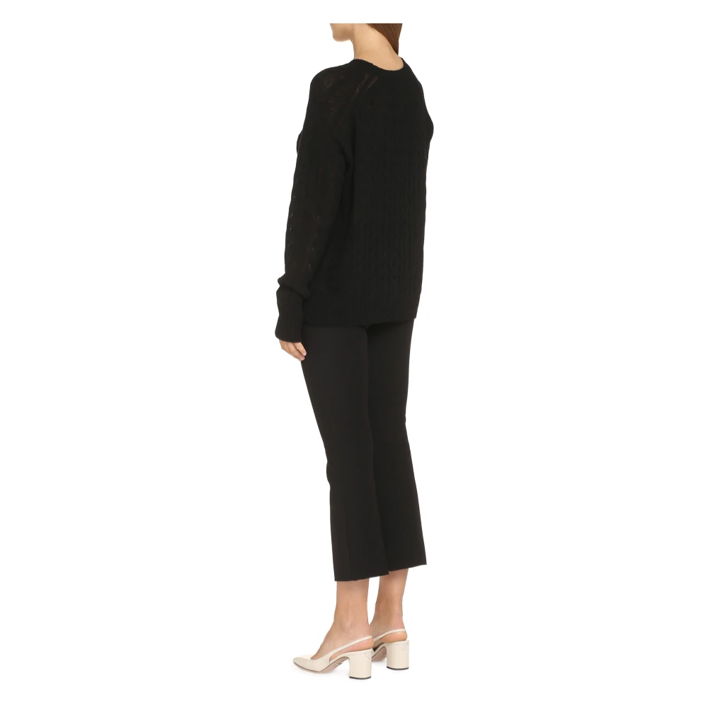 ETRO Cashmere Kabelgebreide Trui met Ronde Hals Black Dames