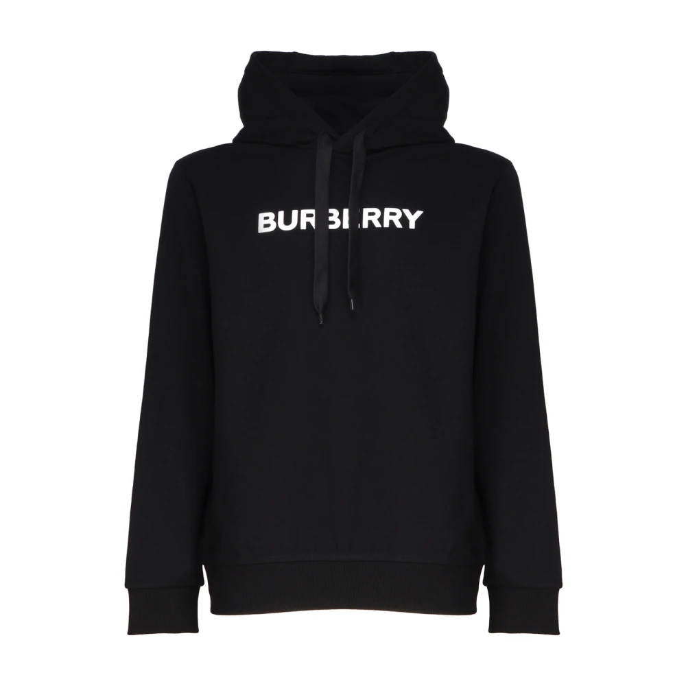 Burberry Zwarte katoenen sweatshirt met logo-applicatie Black Heren