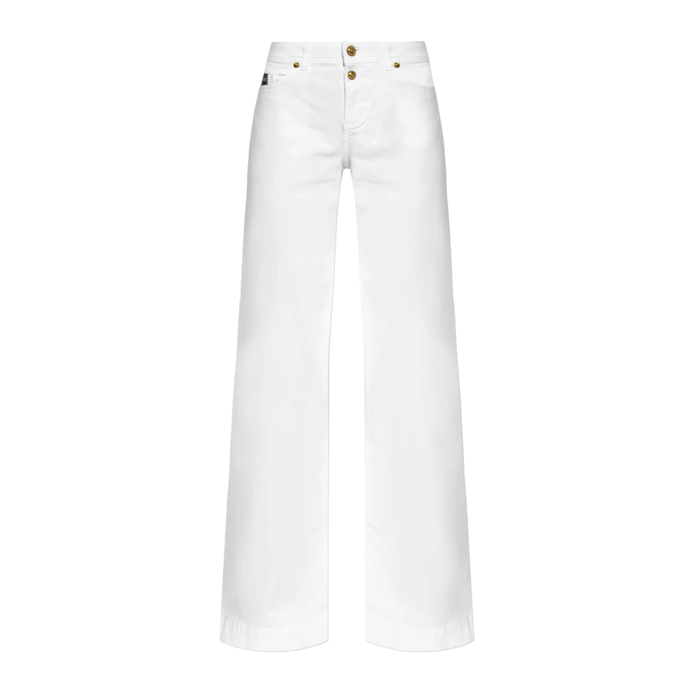 Versace Jeans Couture Logo Emblem Flared Jeans White Dames