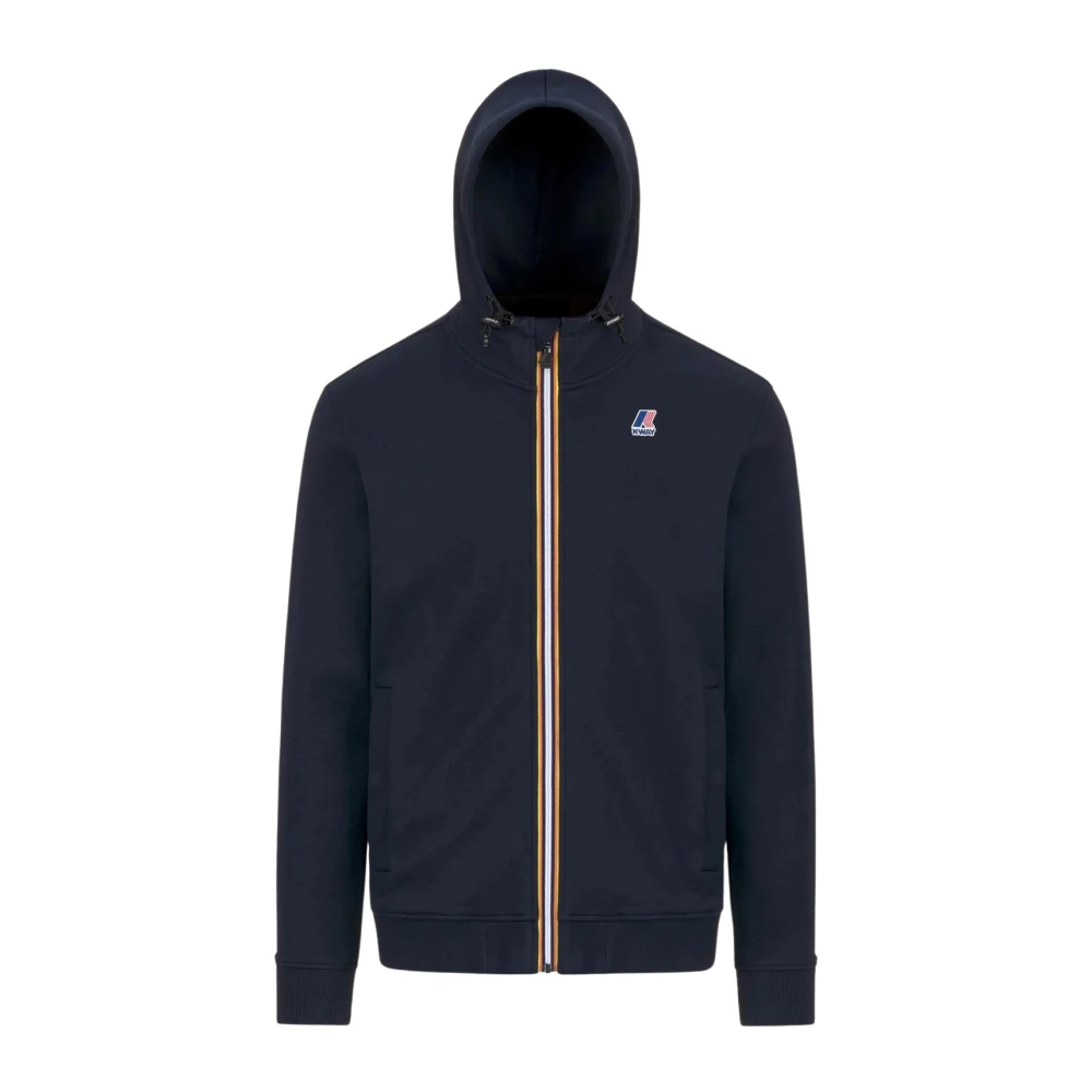 K-way Blauwe Sportieve Hoodie met Ritssluiting Zakken Blue Heren