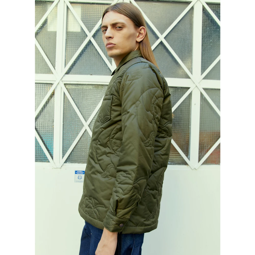 SKY High Farm Gewatteerd Palmboom Overshirt Green Heren