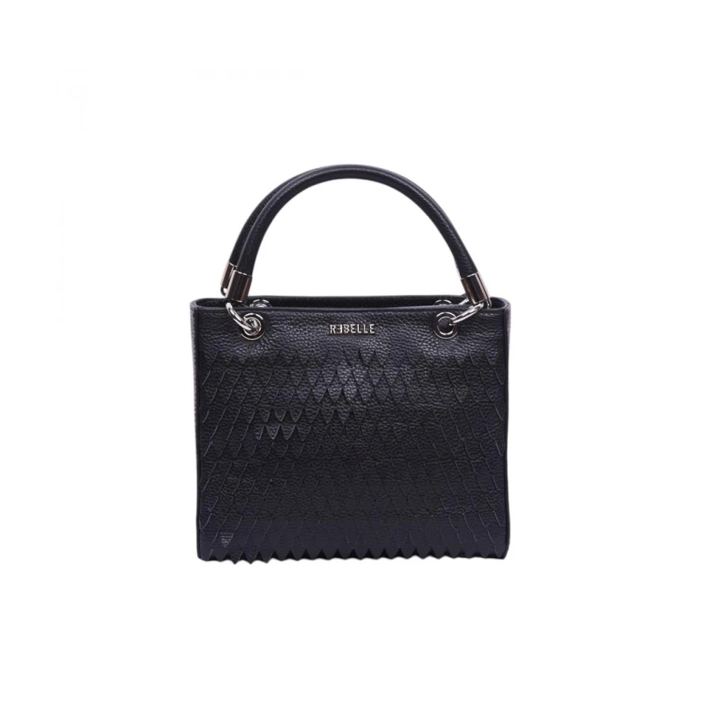 Rebelle Leren tas met automatische knoopsluiting Black Dames