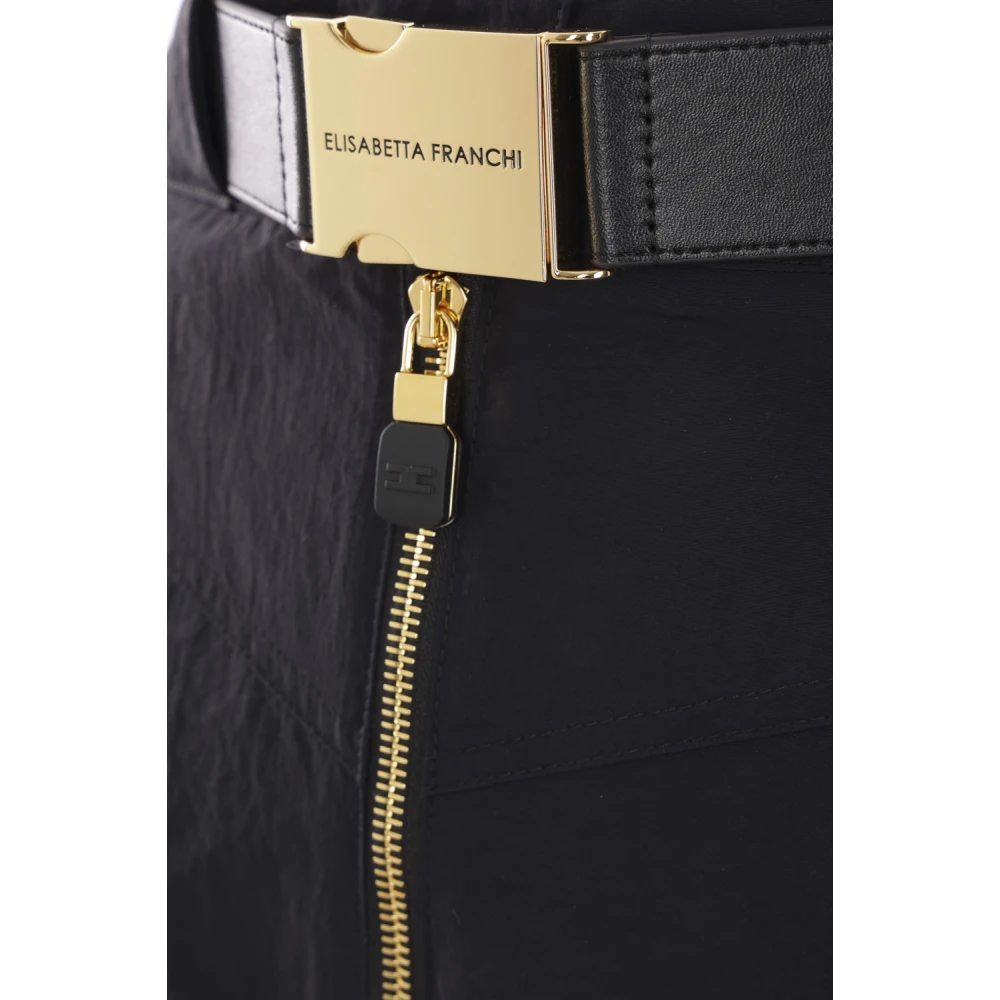 Elisabetta Franchi Zwarte broek met gouden ritsknopen Black Dames
