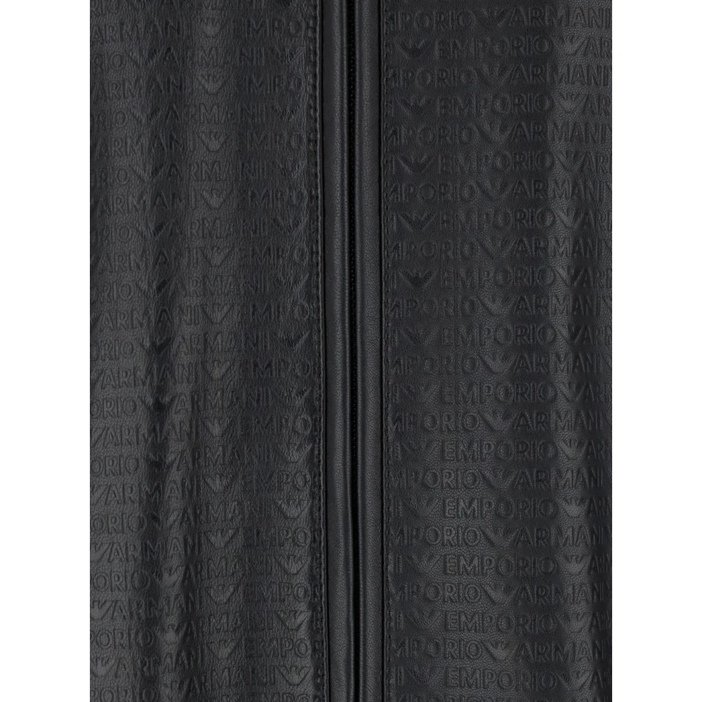 Emporio Armani Zwarte Omkeerbare Jas met Reliëf Logo Black Heren