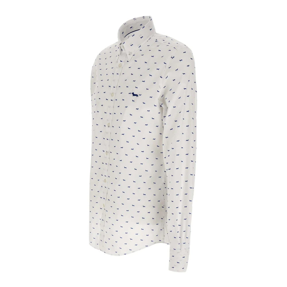 Harmont & Blaine Blauw Logo Patroon Wit Overhemd Multicolor Heren