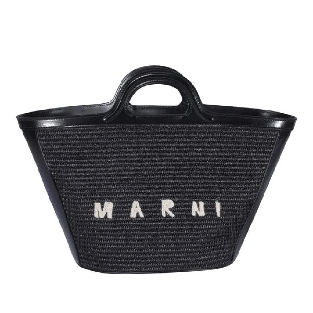Marni Vrouw Zwart Tassen Dames, One Size, Katoen, Tropicalia Tote