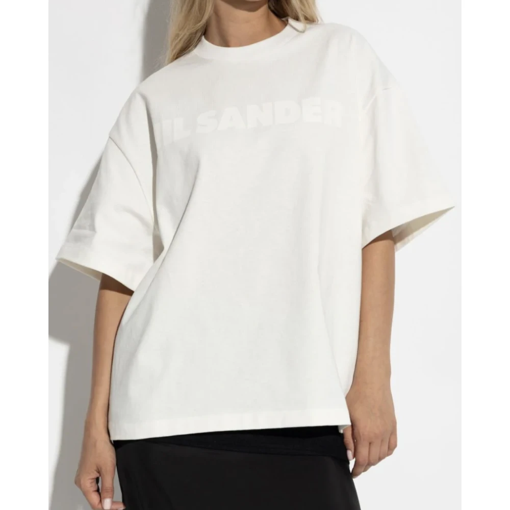 Jil Sander Porselein Logo T-shirt Beige Heren