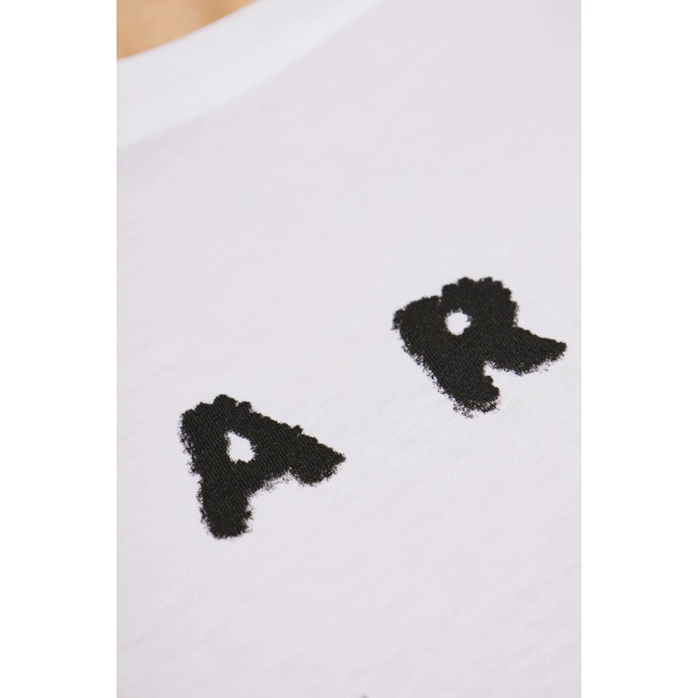 Marni T-shirt met bedrukt logo White Dames
