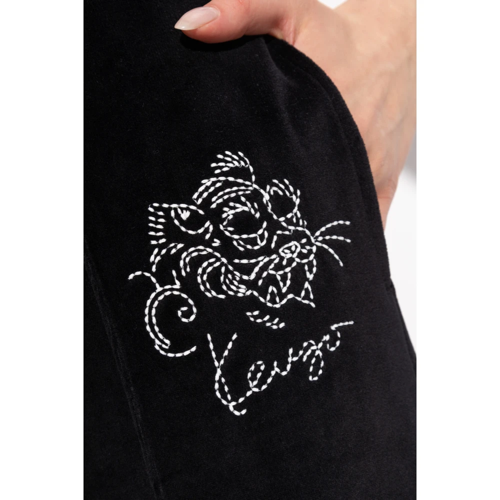 Kenzo Fluwelen uitlopende broek Black Dames
