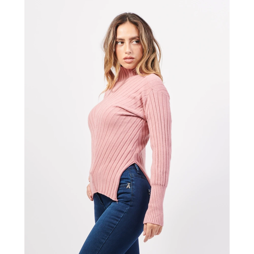 Jijil Roze Gebreide Trui met Hoge Hals Pink Dames