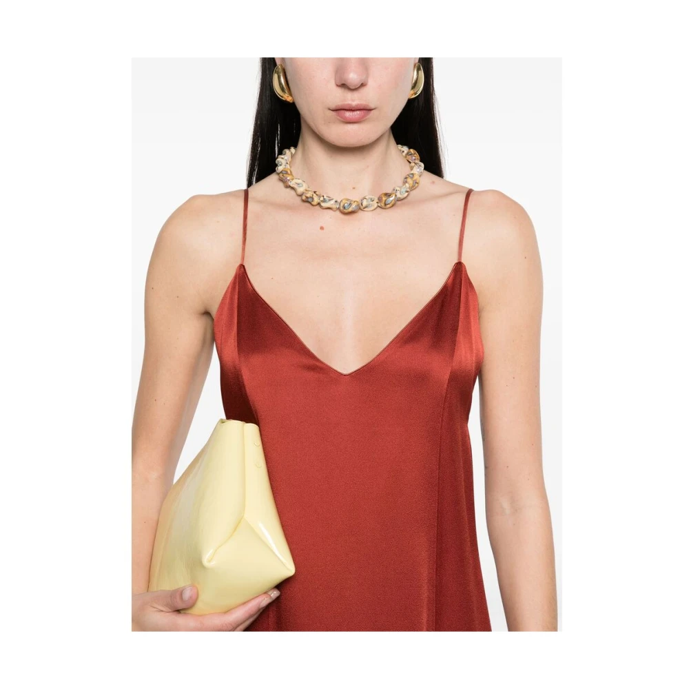 Forte Terracotta Bruine Spaghettiband Jurk met Splitten Brown Dames