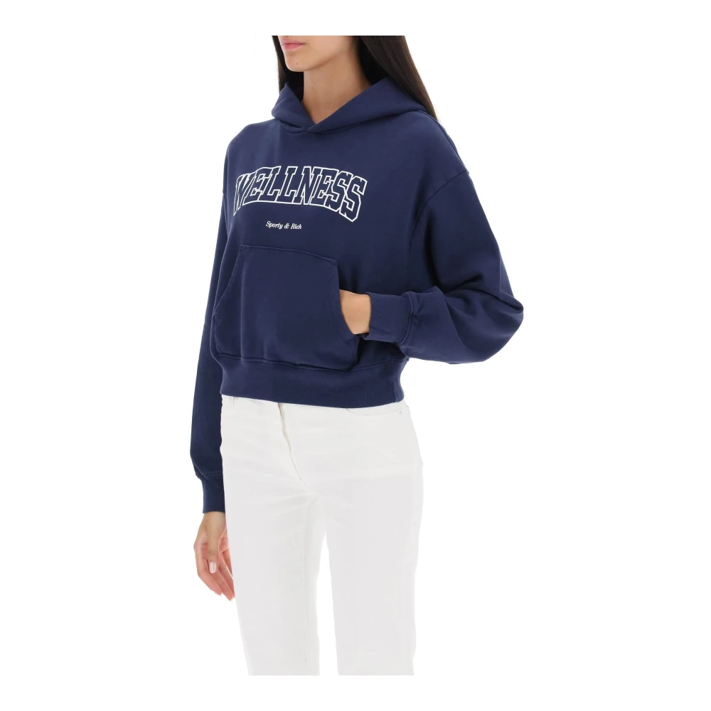 Sporty & Rich Wellness Cropped Hoodie Blue Dames