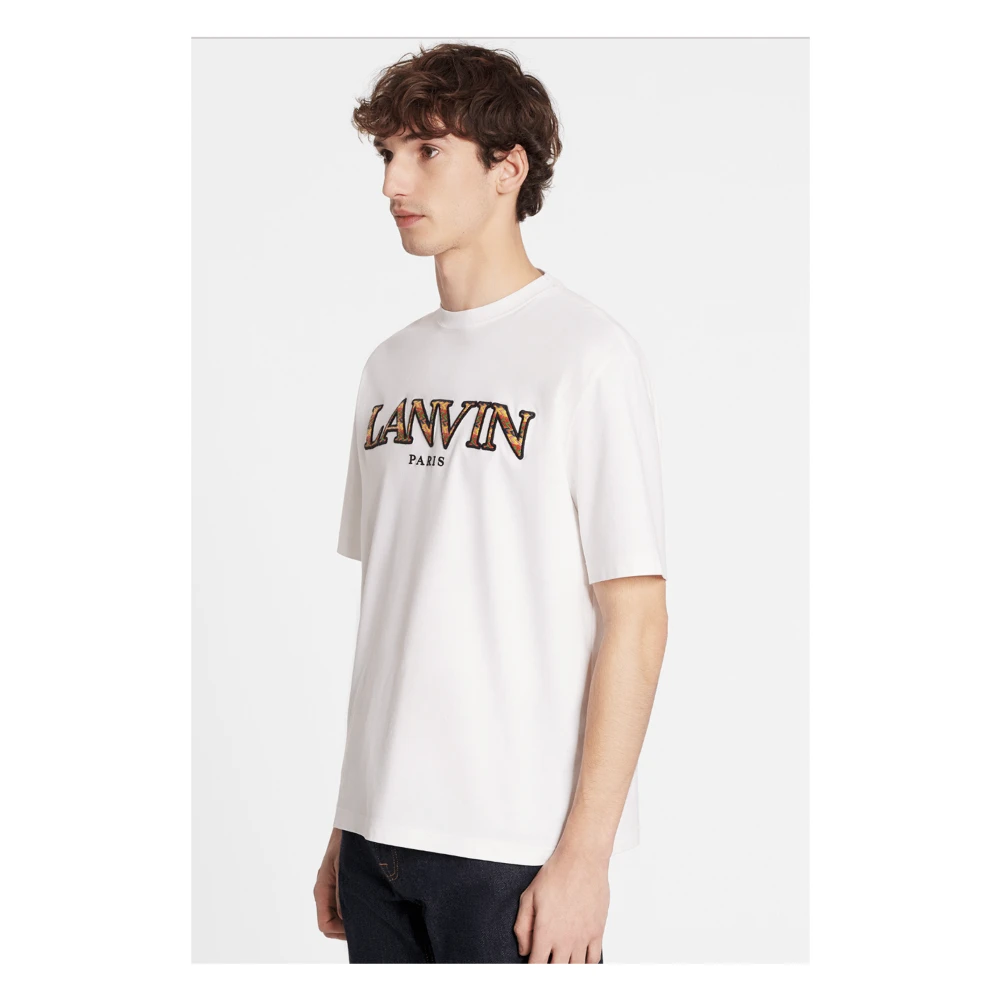 Lanvin Witte Curb T-shirt Jersey Katoen Logo White Heren