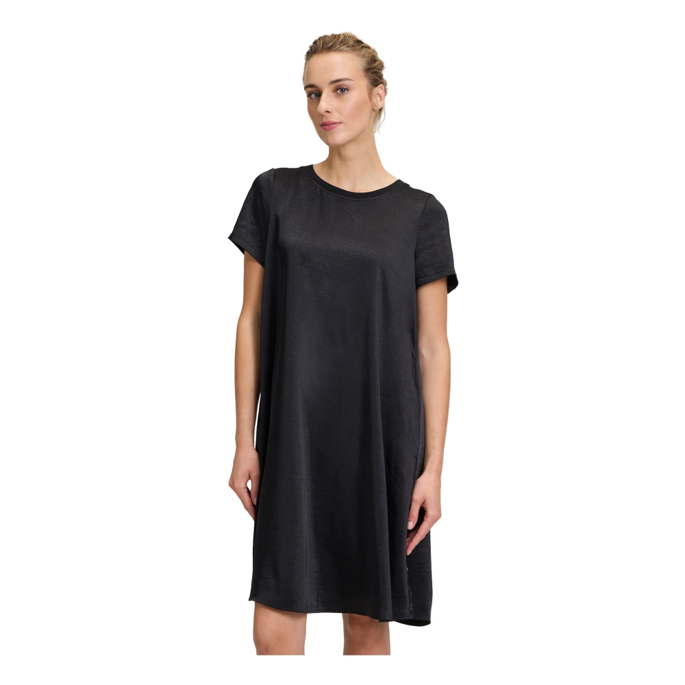 Vera Mont Casual Satin Dress with Ribbed Cuffs Black Dames