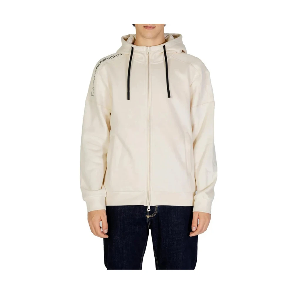 Emporio Armani EA7 Beige Zip Sweater Casual Sporty Look Beige Heren