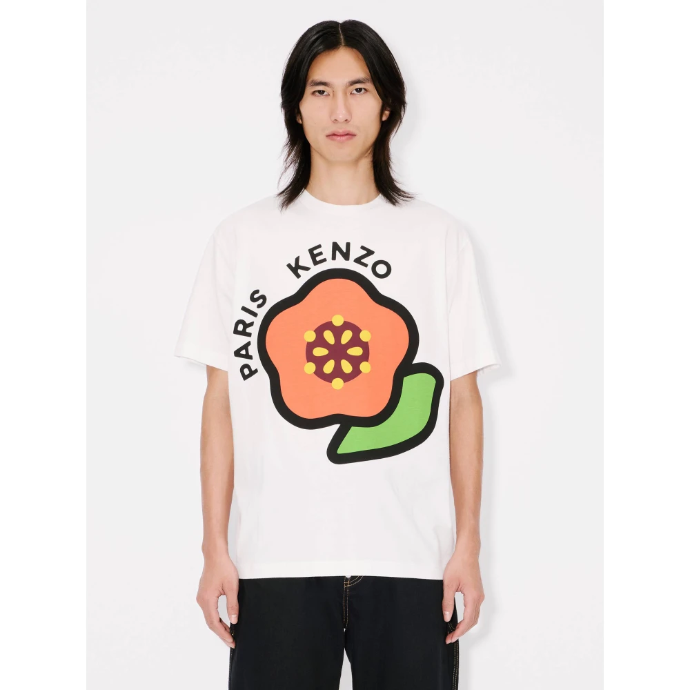 Kenzo Wit Bedrukt Lichtgewicht Jersey T-shirt White Heren
