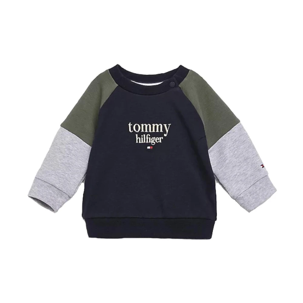 Tommy Hilfiger Men's Green Baby Logo Colorblock Sweatshirt
