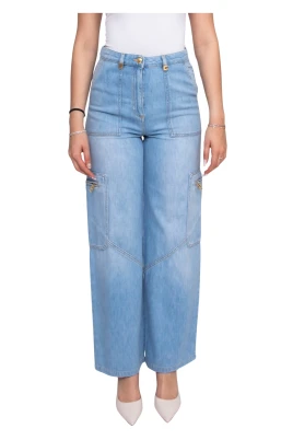 Cargo jeans med maxifickor och juveldetaljer
