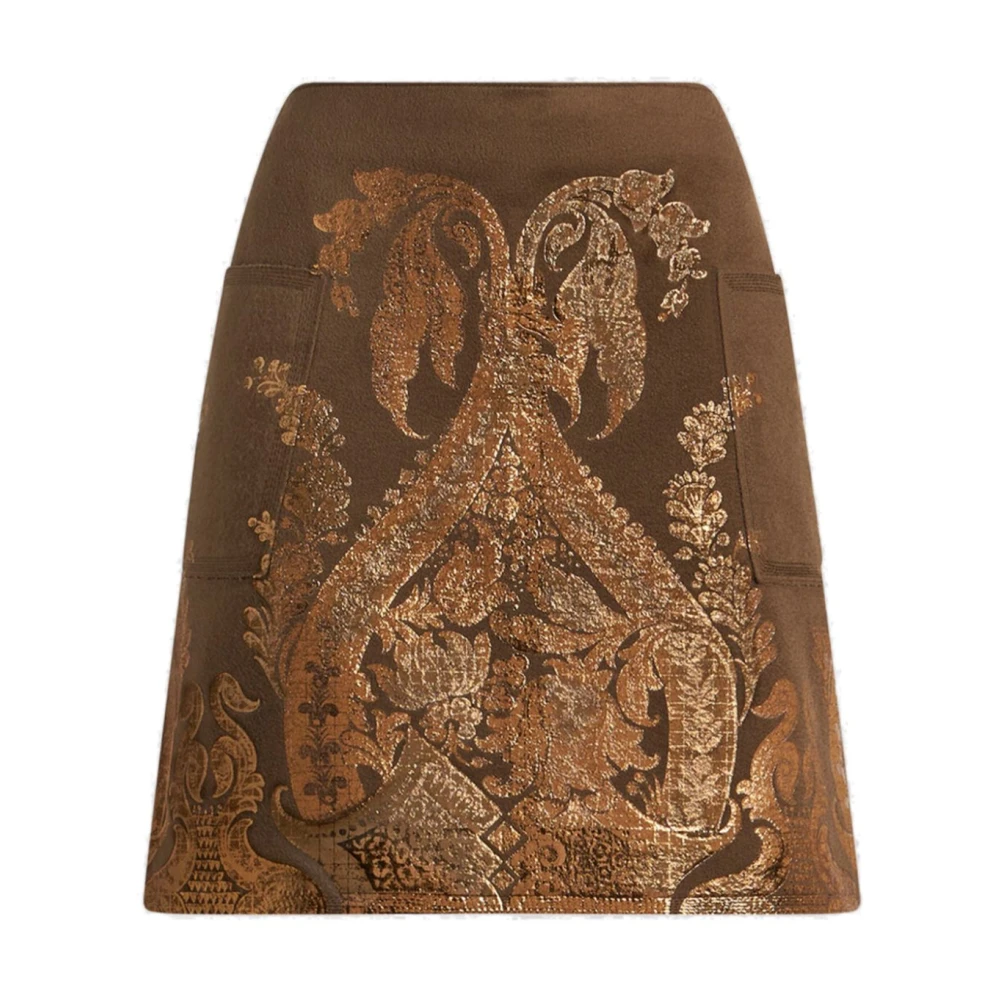ETRO Bloemen Suède Rok Brown Dames