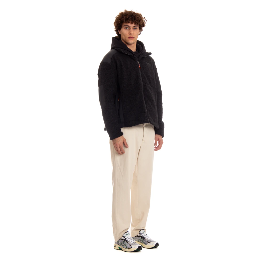 Cotopaxi Zwarte Trekkingstijl Jas met Nylon Details Black Heren