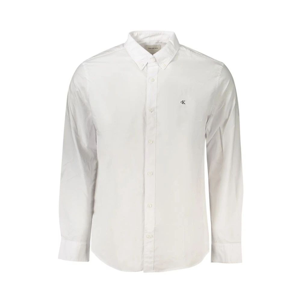 Calvin Klein Men's White Casual Shirts, S, Cotton Shirt