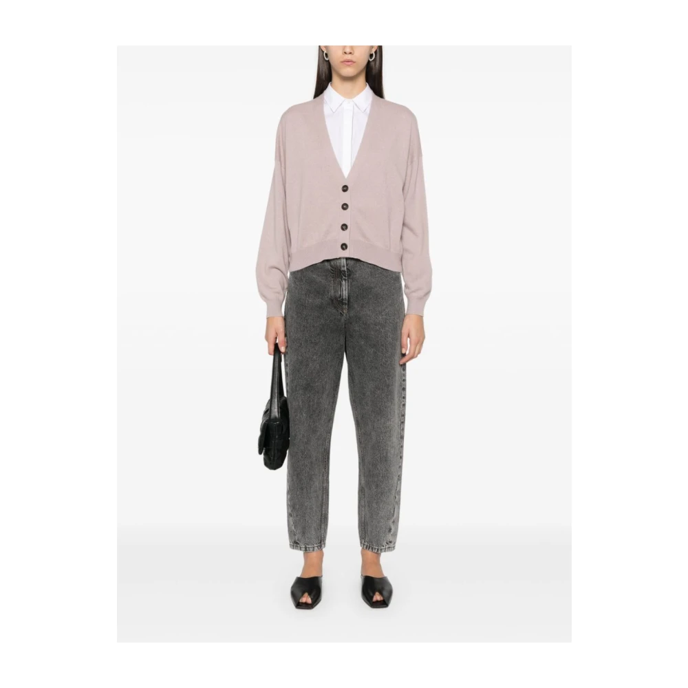 BRUNELLO CUCINELLI Stijlvolle Gebreide Cardigan Sweater Pink Dames