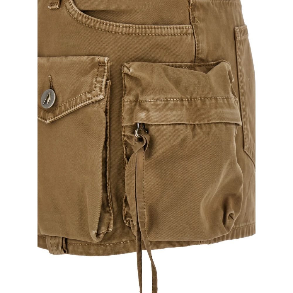 The Attico Beige Denim Cargo Mini Rok Beige Dames