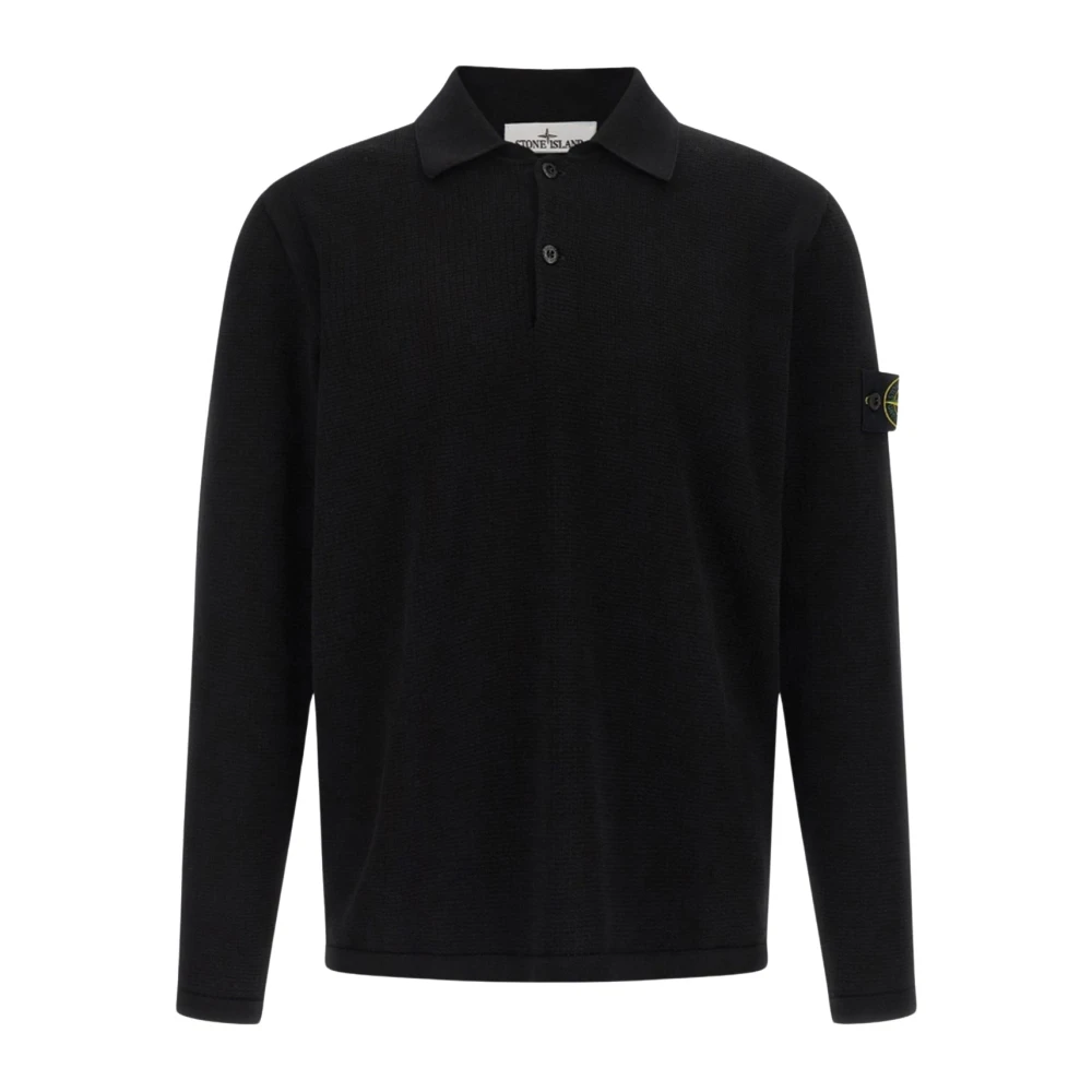 Stone Island Black Polo Shirts, Male, L, Micro Stitch Soft Cotton Polo Shirt