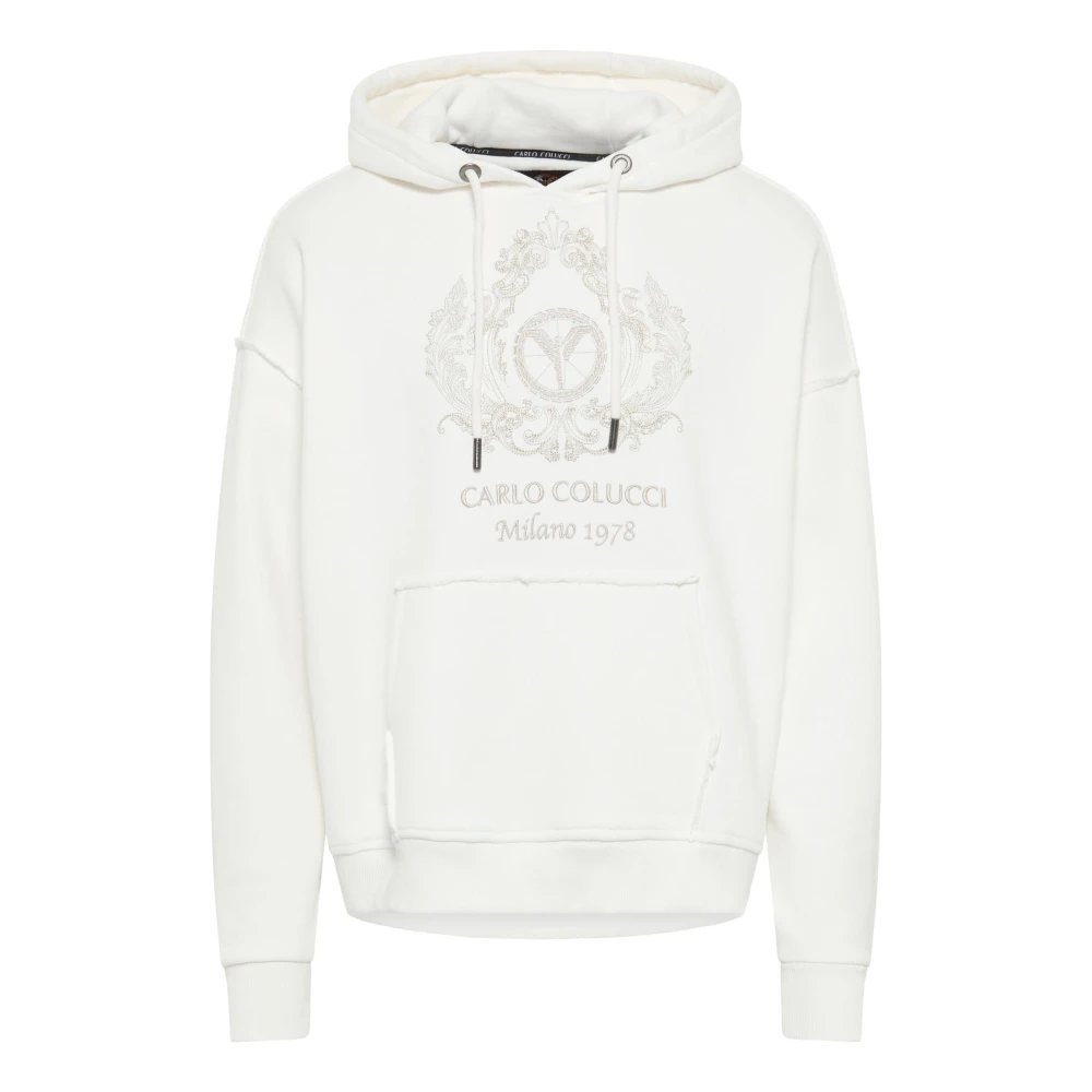 Carlo Colucci Men's White Oversize Hoodie - Hoodies - M - Sweatshirts & Hoodies