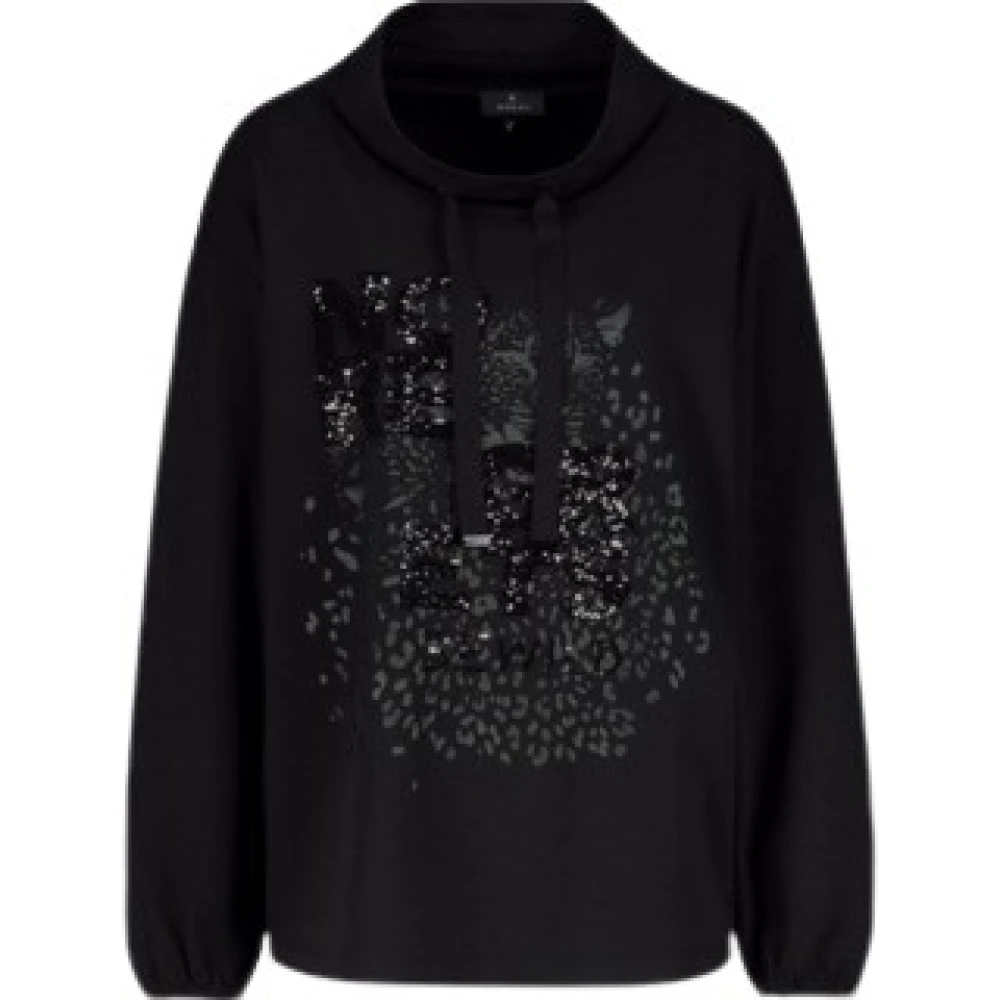 Monari Ronde Hals Lange Mouw Shirt Black Dames