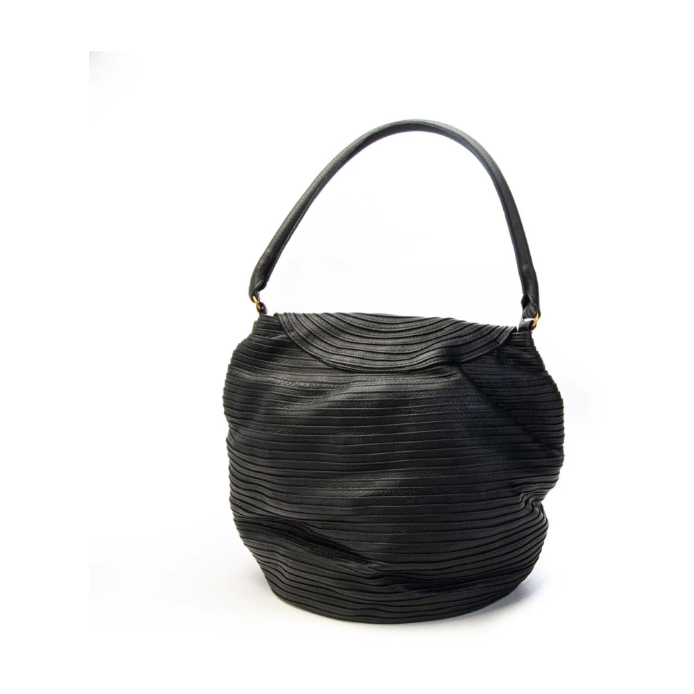 Majo Leren Schoudertas met Klep Black Dames