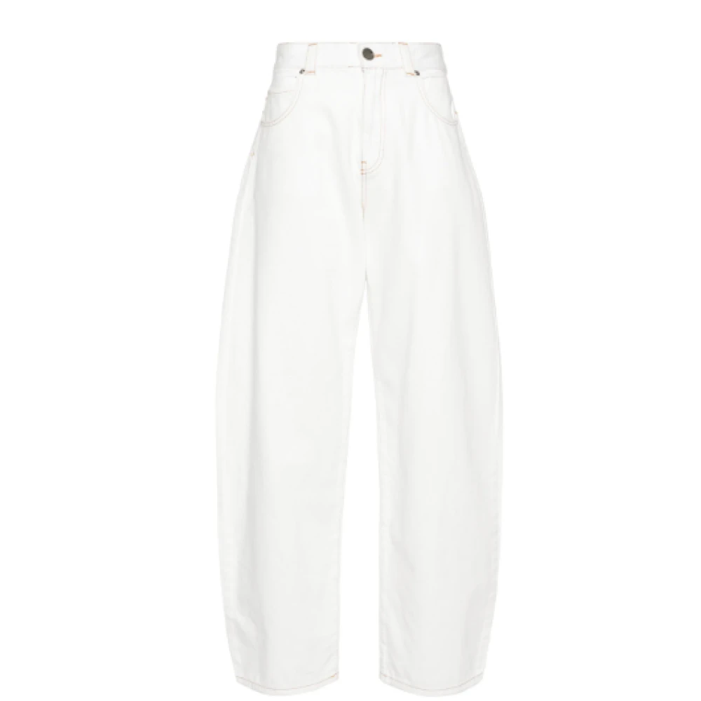 Pinko Witte Denim Jeans met Geborduurd Motief White Dames