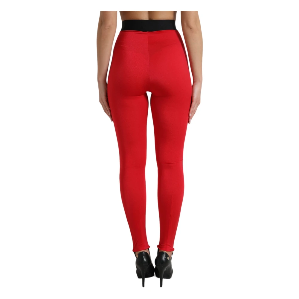 Dolce & Gabbana Elegante rode legging met hoge taille Red Dames
