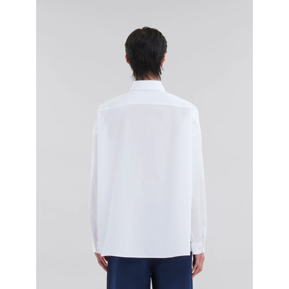 Marni poplin overhemd met glurend logo White Heren