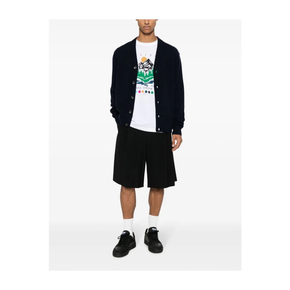 Paul Smith Blauwe Merinowol V-hals Trui Blue Heren
