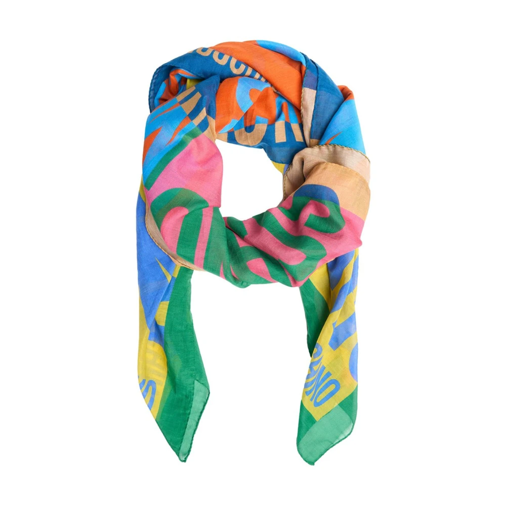 Moschino Groene Zijden Blend Logosjaal Multicolor Dames