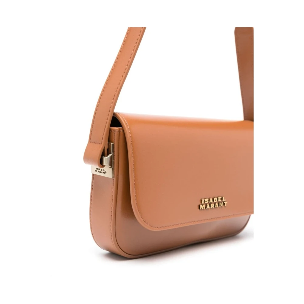 Isabel marant Cognac Bruin Leren Schoudertas met Ketting Beige Dames