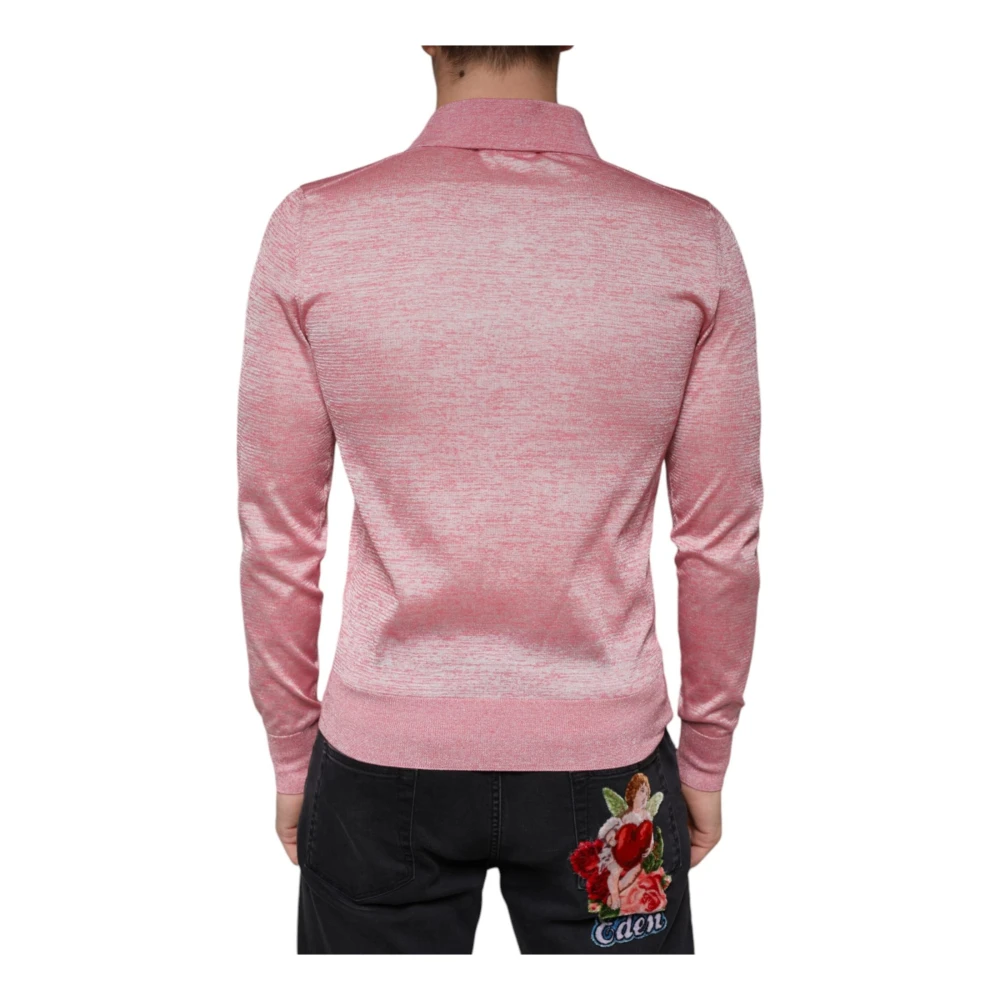 Dolce & Gabbana Roze Logo Polo Shirt met knoopsluiting Pink Heren