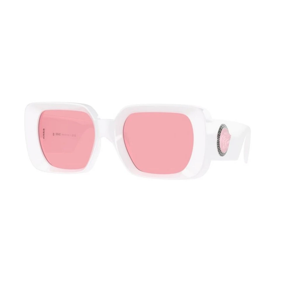 Versace Unisex White Sunglasses,, Stylish Sunglasses With Pink Lenses Medium