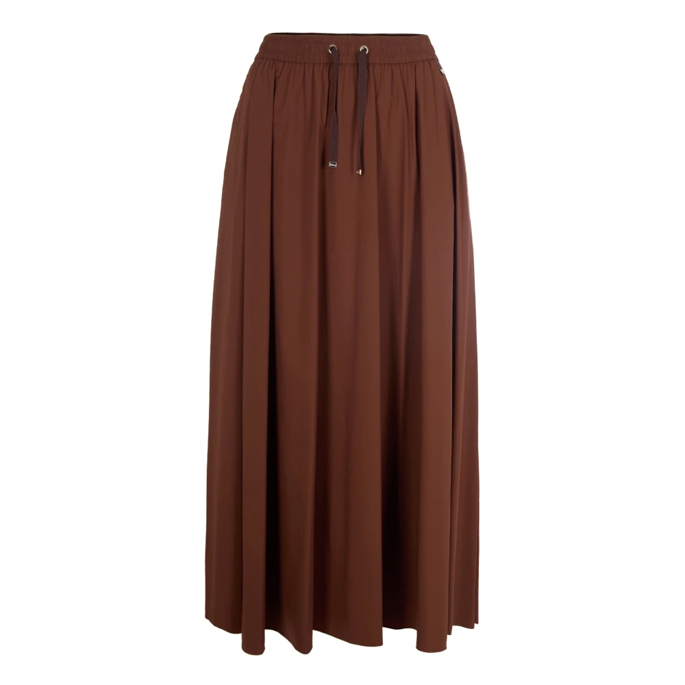 Herno Women's Brown Midi Skirts, S, Light Nylon Stretch Skirt