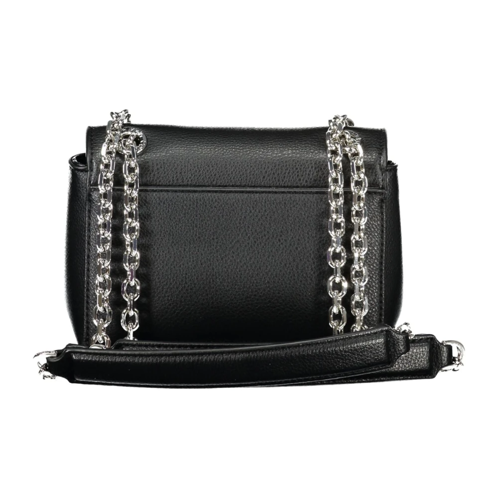 Calvin Klein Zwarte Handtas met Kettinghengsels en Meerdere Compartimenten Black Dames