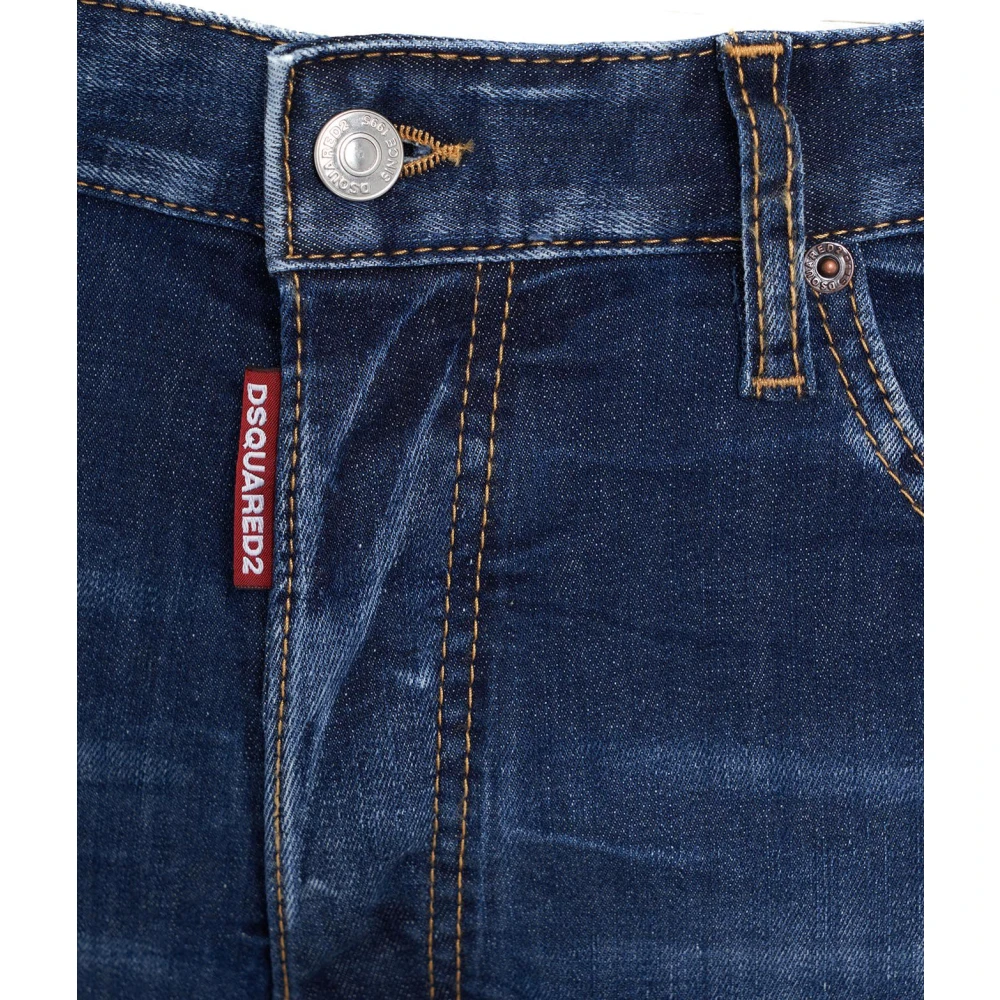 Dsquared2 Destroyed Jeans met Logo Details Blue Heren