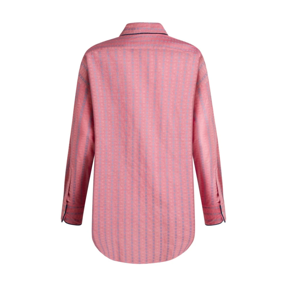 ETRO Roze Jacquard Overhemd met Contrasterende Afwerking Pink Dames