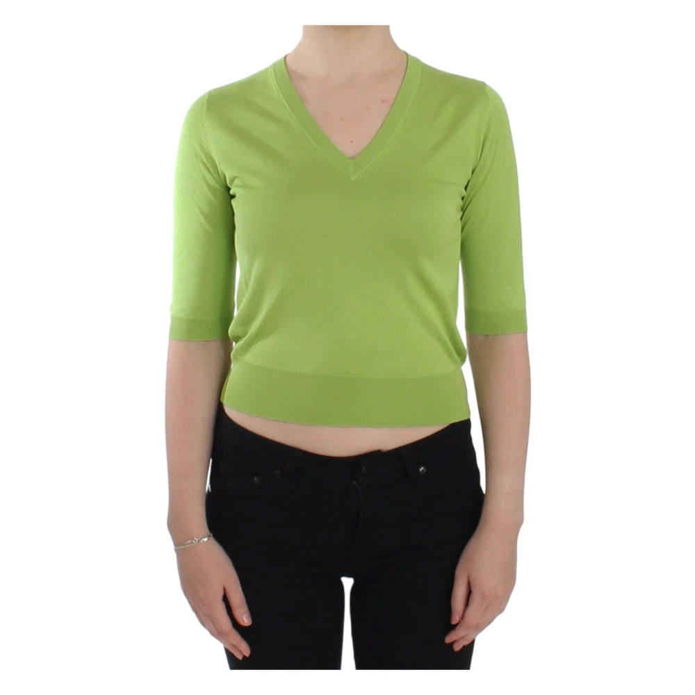 Dolce & Gabbana Grön Shortsleeve V-Neck Pullover
