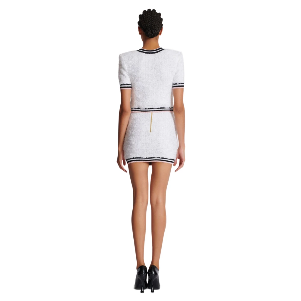 Balmain Monogram gebreide vest White Dames