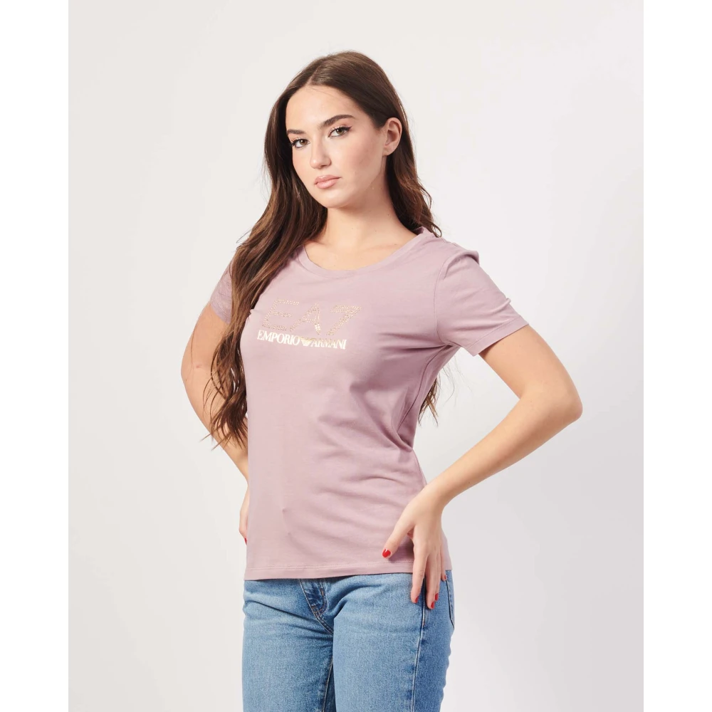 Emporio Armani Roze T-shirt met ronde hals Pink Dames