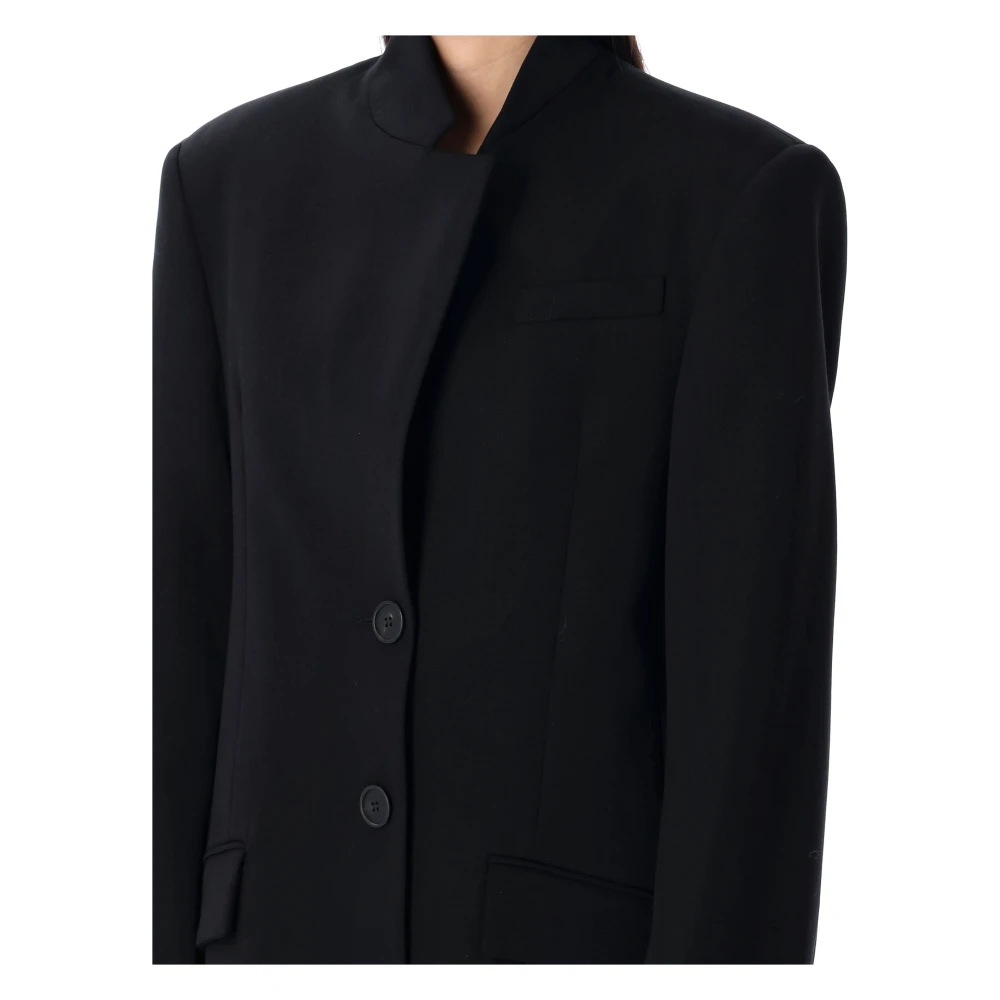 The Attico Zwarte wollen blazer met monolapel kraag Black Dames